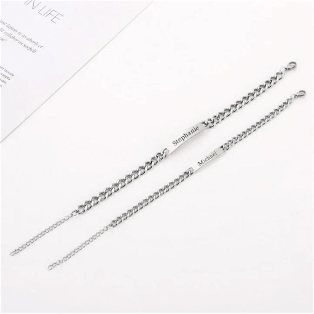 Engravable Couple Bracelet Set with Gift Box