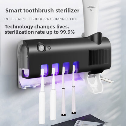 UV toothbrush sterilizer with toothpaste dispenser perfect for bathroom