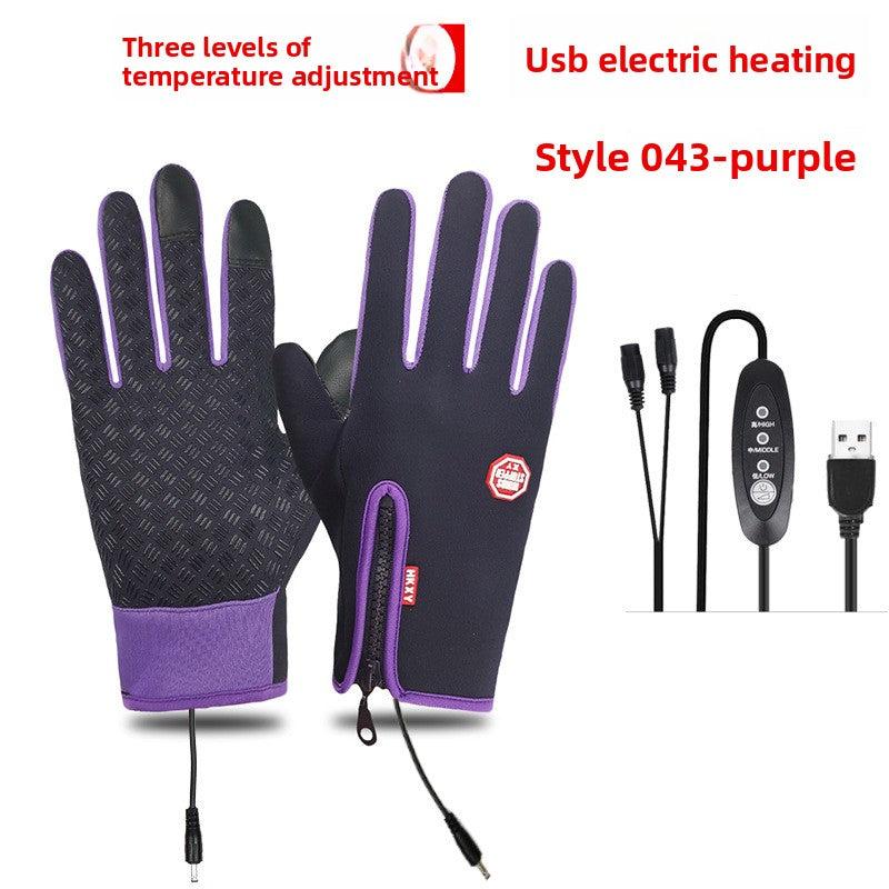 USB Heated Winter Gloves Windproof Waterproof Touchscreen