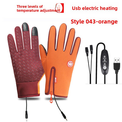 USB Heated Winter Gloves Windproof Waterproof Touchscreen