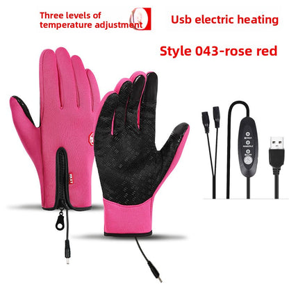 USB Heated Winter Gloves Windproof Waterproof Touchscreen