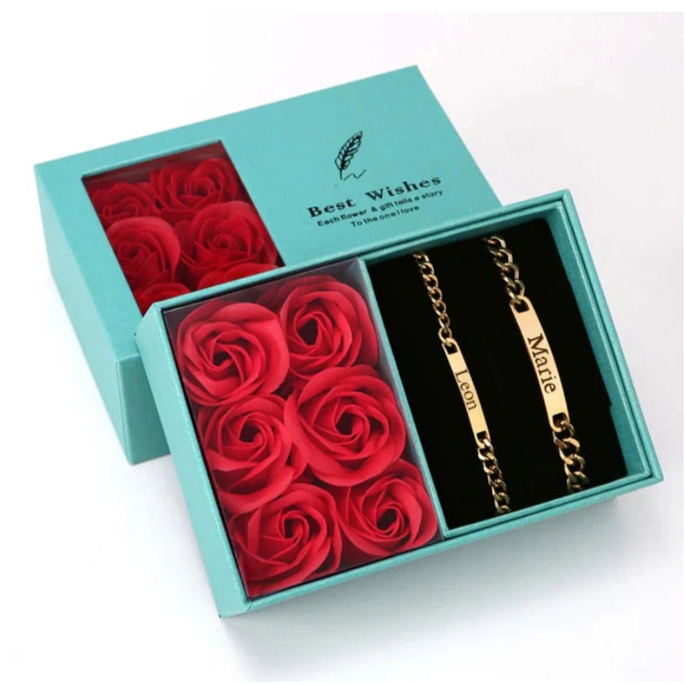 Engravable Couple Bracelet Set with Gift Box