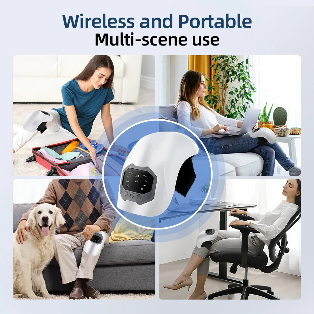 Wireless Knee Massager Electric Heating Kneepad Red Light Knee Care Vibration Massage Hot Compress Airbag Wrap Leg Relaxation