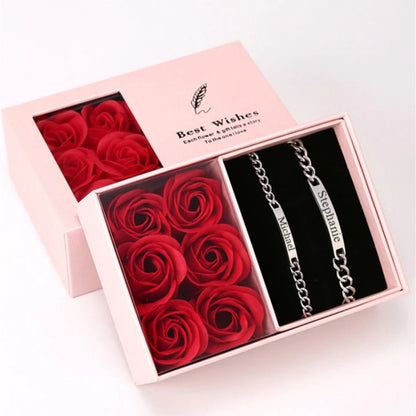 Engravable Couple Bracelet Set with Gift Box