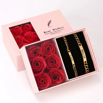 Engravable Couple Bracelet Set with Gift Box