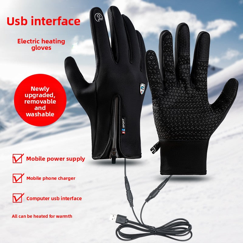 USB Heated Winter Gloves Windproof Waterproof Touchscreen