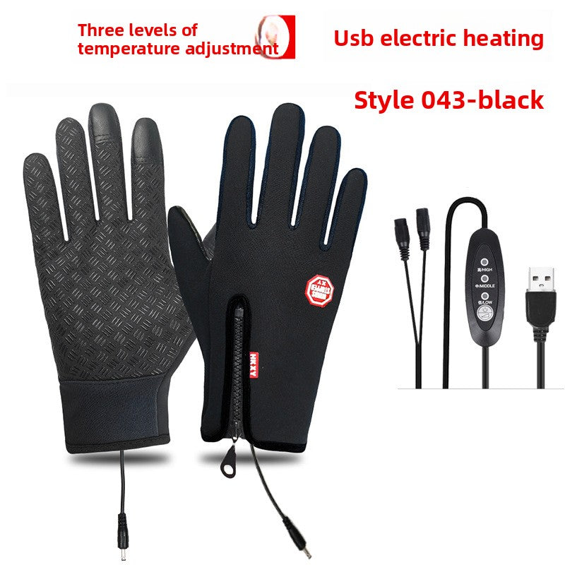 USB Heated Winter Gloves Windproof Waterproof Touchscreen