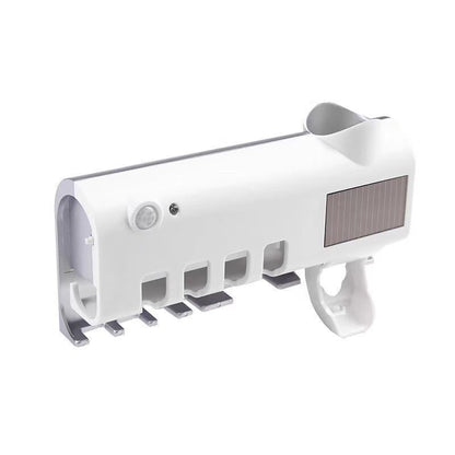 UV toothbrush sterilizer with toothpaste dispenser perfect for bathroom