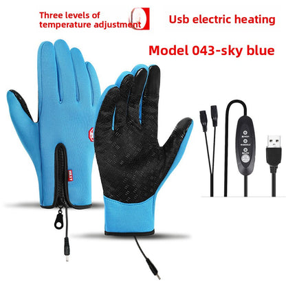 USB Heated Winter Gloves Windproof Waterproof Touchscreen