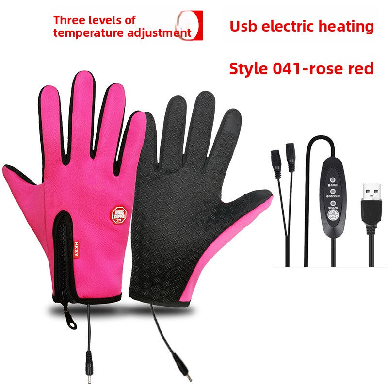 USB Heated Winter Gloves Windproof Waterproof Touchscreen